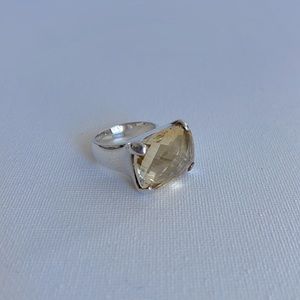 Chunky Faceted Citrine & Sterling Silver Statement Ring